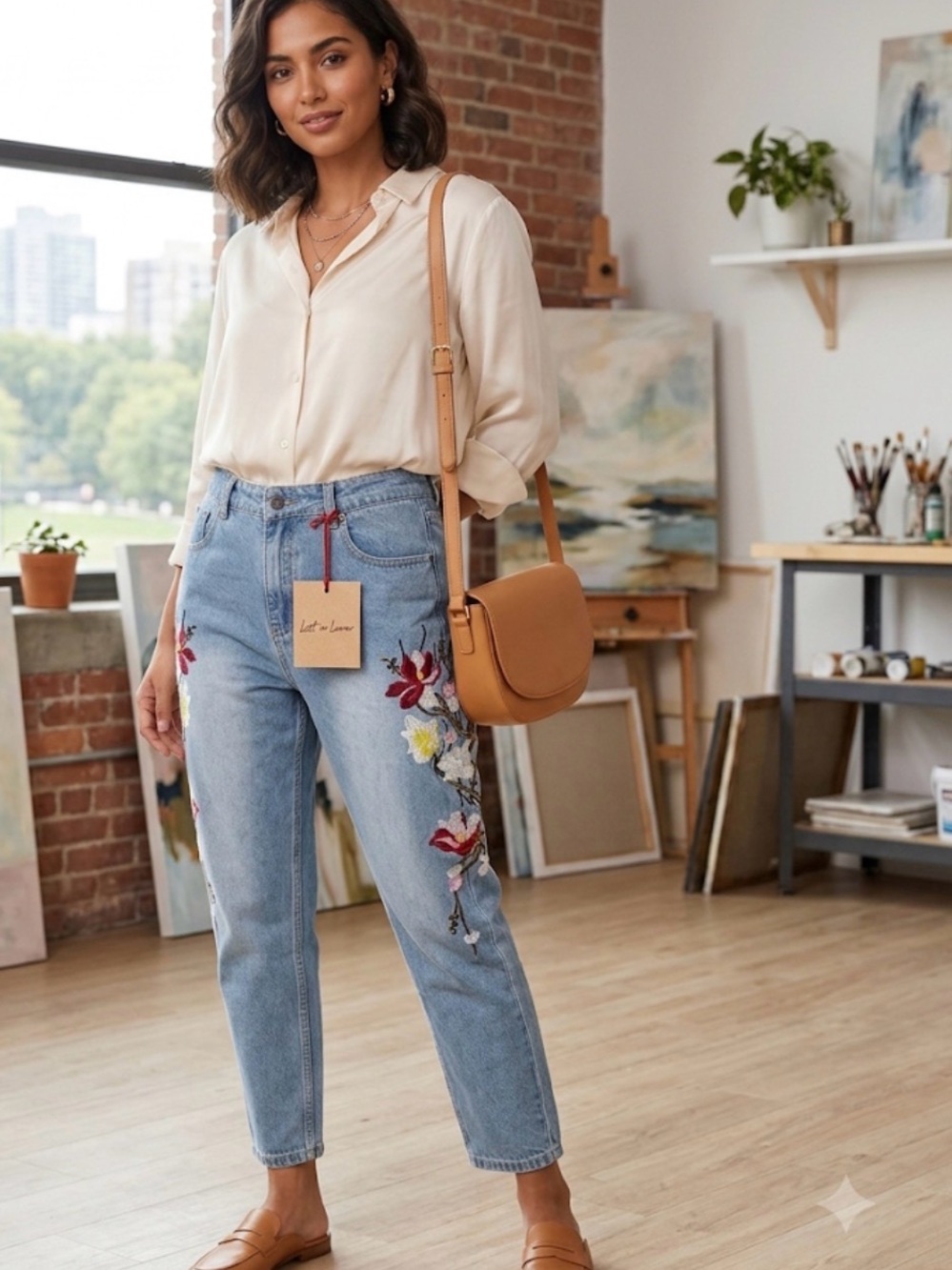 Lost in lunar — floral jeans size 8